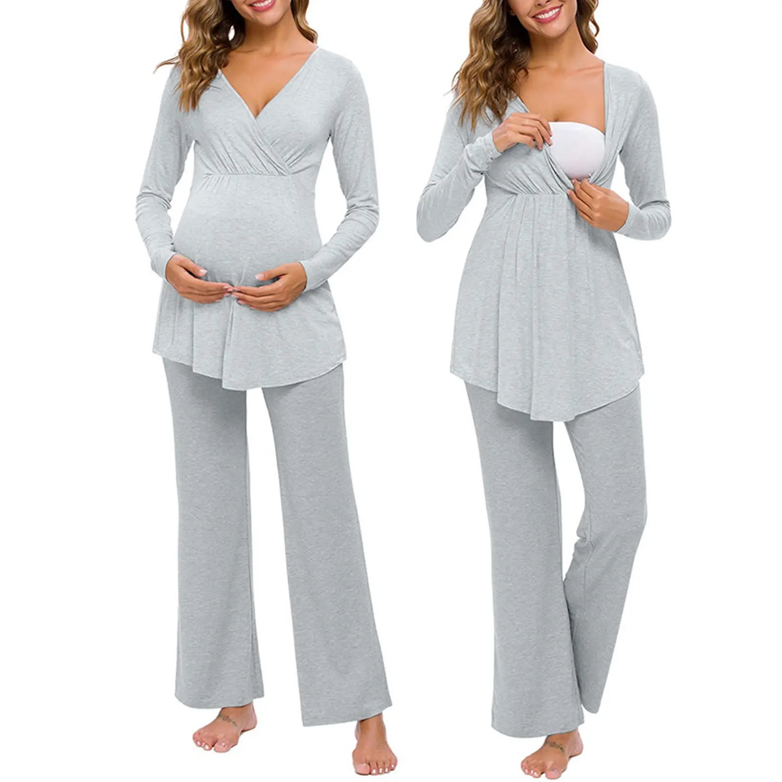 

Maternity Nightwear Women Pregnancy Nursing Baby T-shirt Tops+pants Pajamas Set Suit Breastfeeding Homewear For Pregnant Women