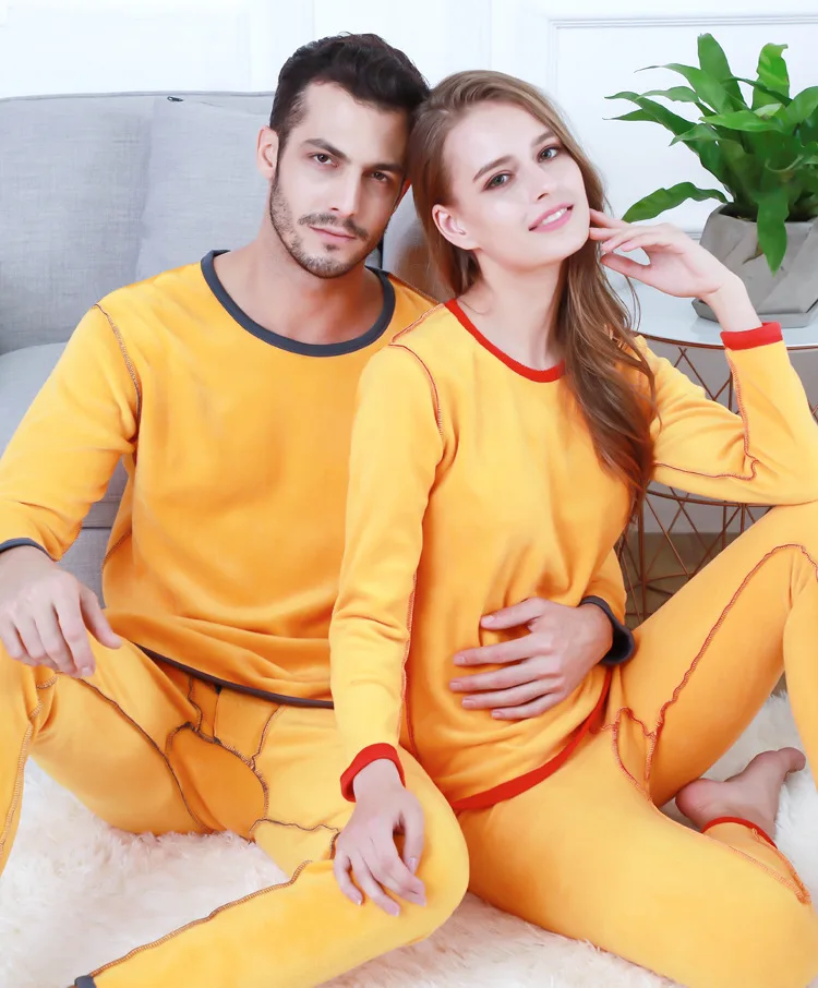 Зимнее бархатное плотное термобелье для мужчин и женщин зимняя теплая