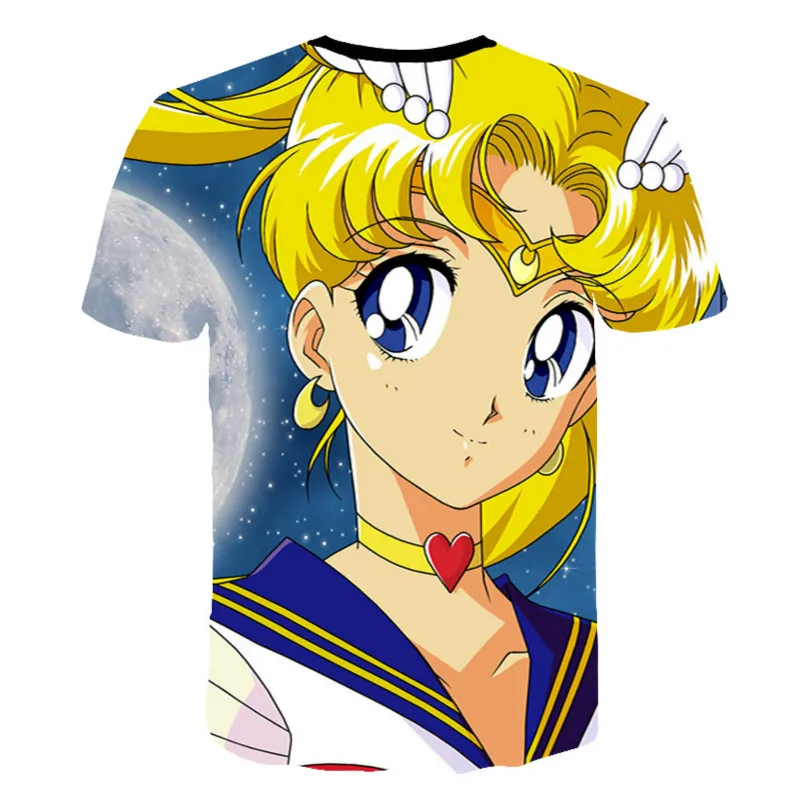 

3D Girl Sailor Moon Top T-shirt Boy Girl Harajuku Clothes Funny Personality Pattern T-shirt Cute Unicorn T-shirt Cartoon Kids