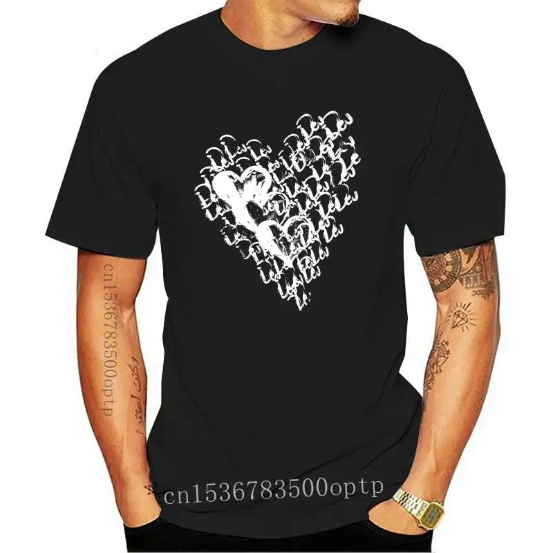 

Men Streetwear Harajuku T Shirt Hip Hop Painting Heart Letter Print T-Shirt 2021 Summer Short Sleeve Cotton Loose Tshirt Black