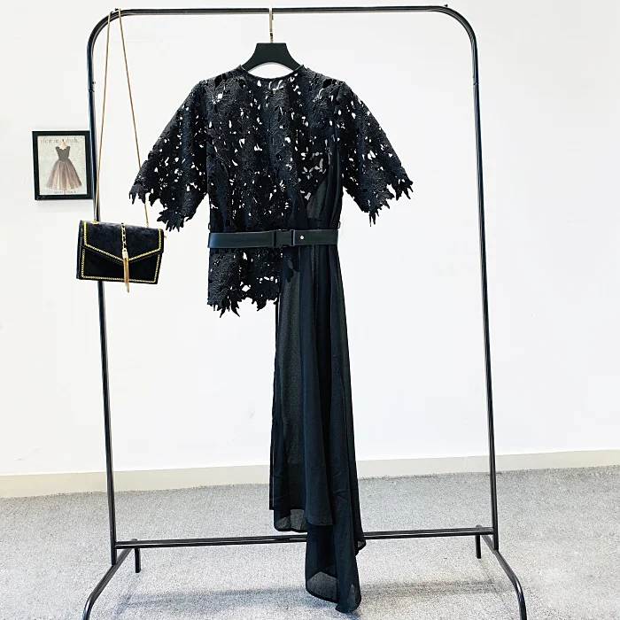 Женская Асимметричная шифоновая блузка праздничные пляжные топы с кружевом