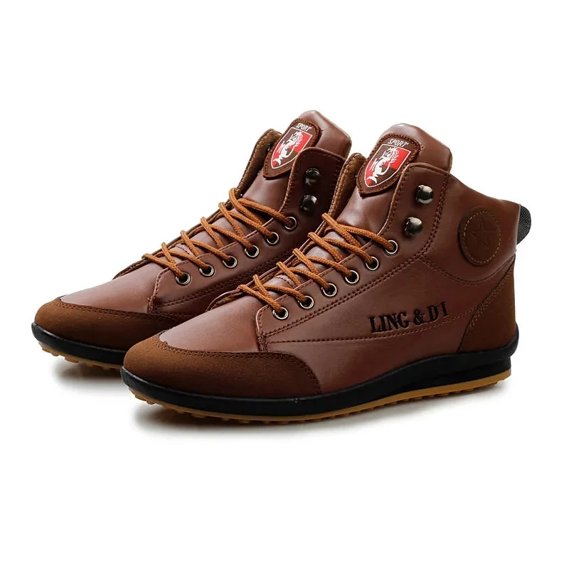 

Male Brown Military Combat Boots 2021 Trend Man Cycling Leisure Sneaker Shoes British Windy Knight Ankle Booties Botas de hombre