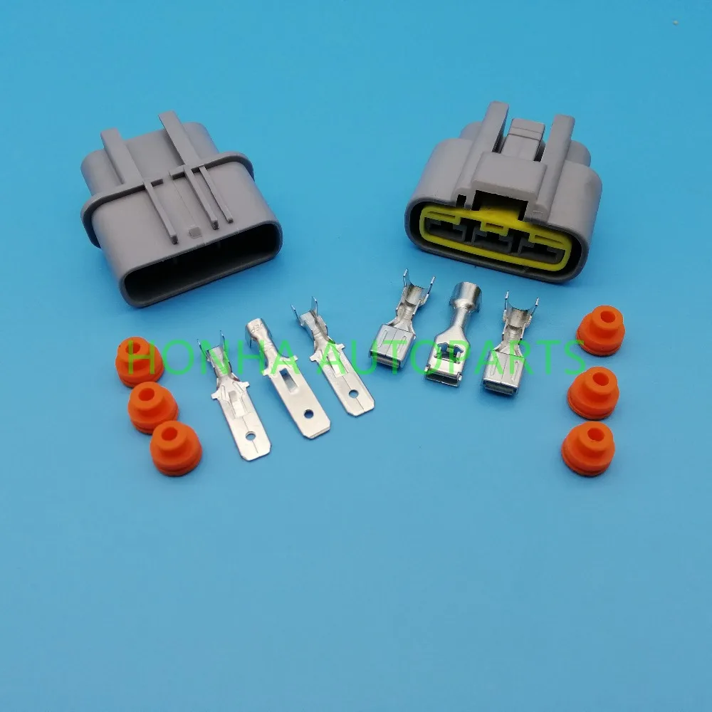 Серый 3 контактный автомобильный водонепроницаемый соединитель жгута проводов (6