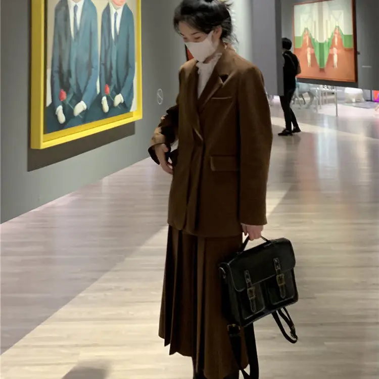 

Hot ins Sweet Cute Suit Jacket College Style Skirt Suits 2021 New Pleated Skirt Two-piece Suit