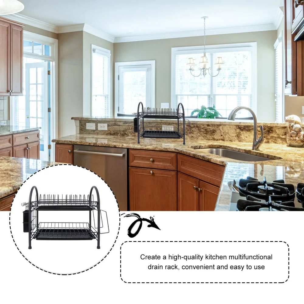 

1Pc Storage Racks Kitchen Multi-layer Dish Rack Cutlery Display Stand (Black)