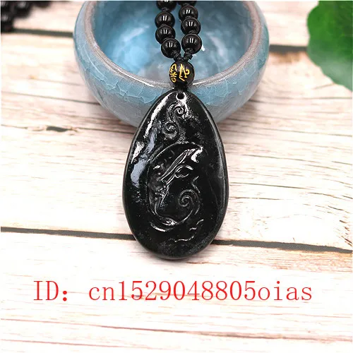 Натуральный черный зеленый китайский нефритовый кулон бусы ожерелье