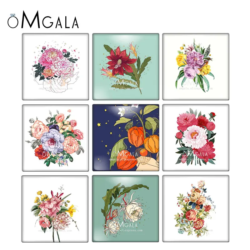 

Fashion Rose Flowers Illustration Art Paintings 10pcs 12mm/20mm/25mm/30mm photo glass cabochon demo flat back Making findings
