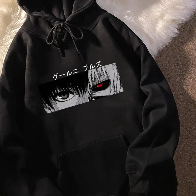 

Tokyo Ghoul Kaneki Ken Eyes Men's Hoodies Japan Anime Print Pullovers Loose Hip Hop Sweatshirt Punk Streetwear Harajuku Top