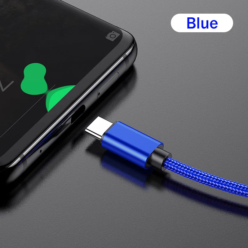 YKZ usb type-C кабель для samsung Xiaomi huawei Oneplus провод для быстрого заряда Шнур usb type-C кабель зарядное устройство мобильный телефон кабель usbc - Цвет: Синий