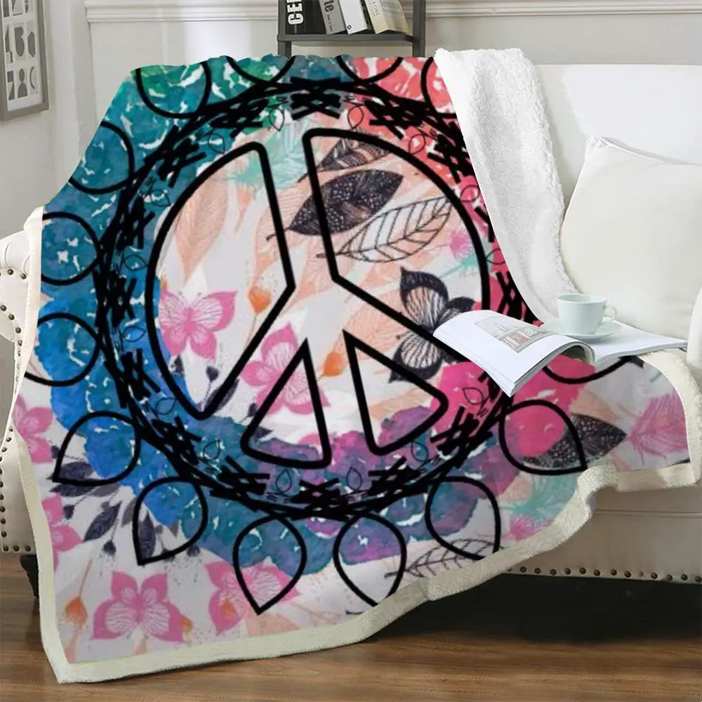 

NKNK Brank Hippie Blankets Feather Blankets For Beds Colorful Plush Throw Blanket Harajuku Thin Quilt Sherpa Blanket Fashion