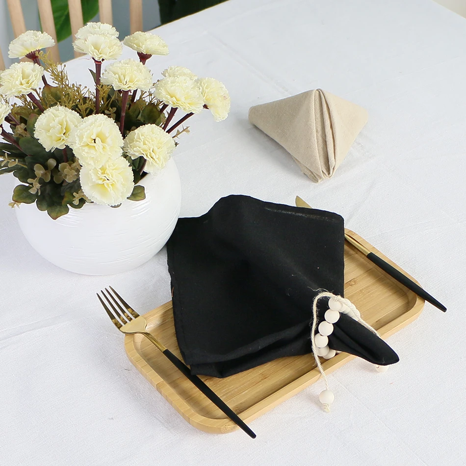 

45X45 Set of 6 Pack Cloth Napkins Plates Polyester Flax Fabric Reusable Table Mat for Kitchen Towel Dining Wedding Decoration