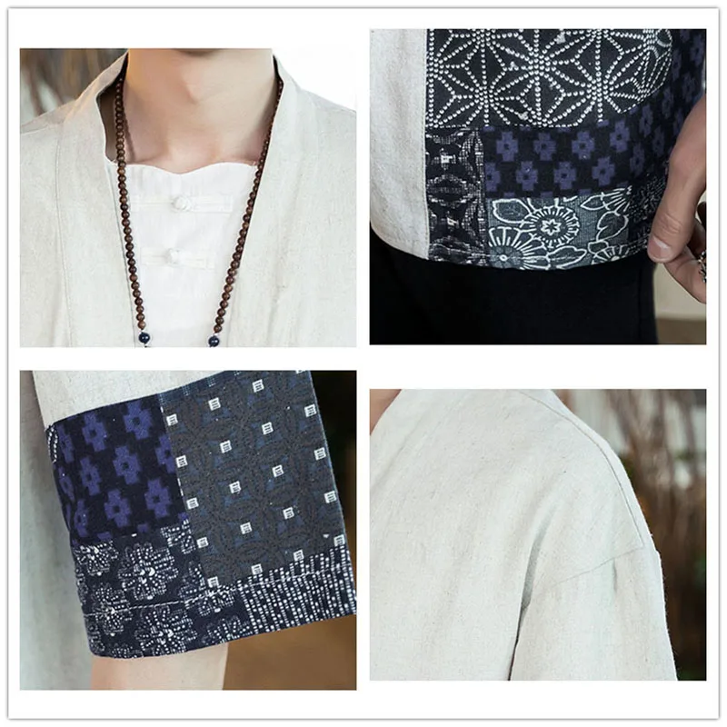 JDDTON мужское хлопковое льняное кимоно куртки для отдыха уличная одежда рубашки японские Самурайские