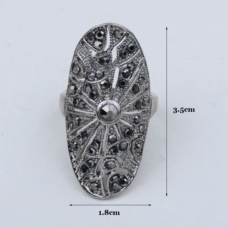 Женское Винтажное кольцо в богемном стиле винтажное серебряное с черным