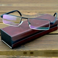 executive office style half rim 12 layer coated reading glasses for men with pu case 0 75 1 1 25 1 5 1 75 2 2 5 to 4