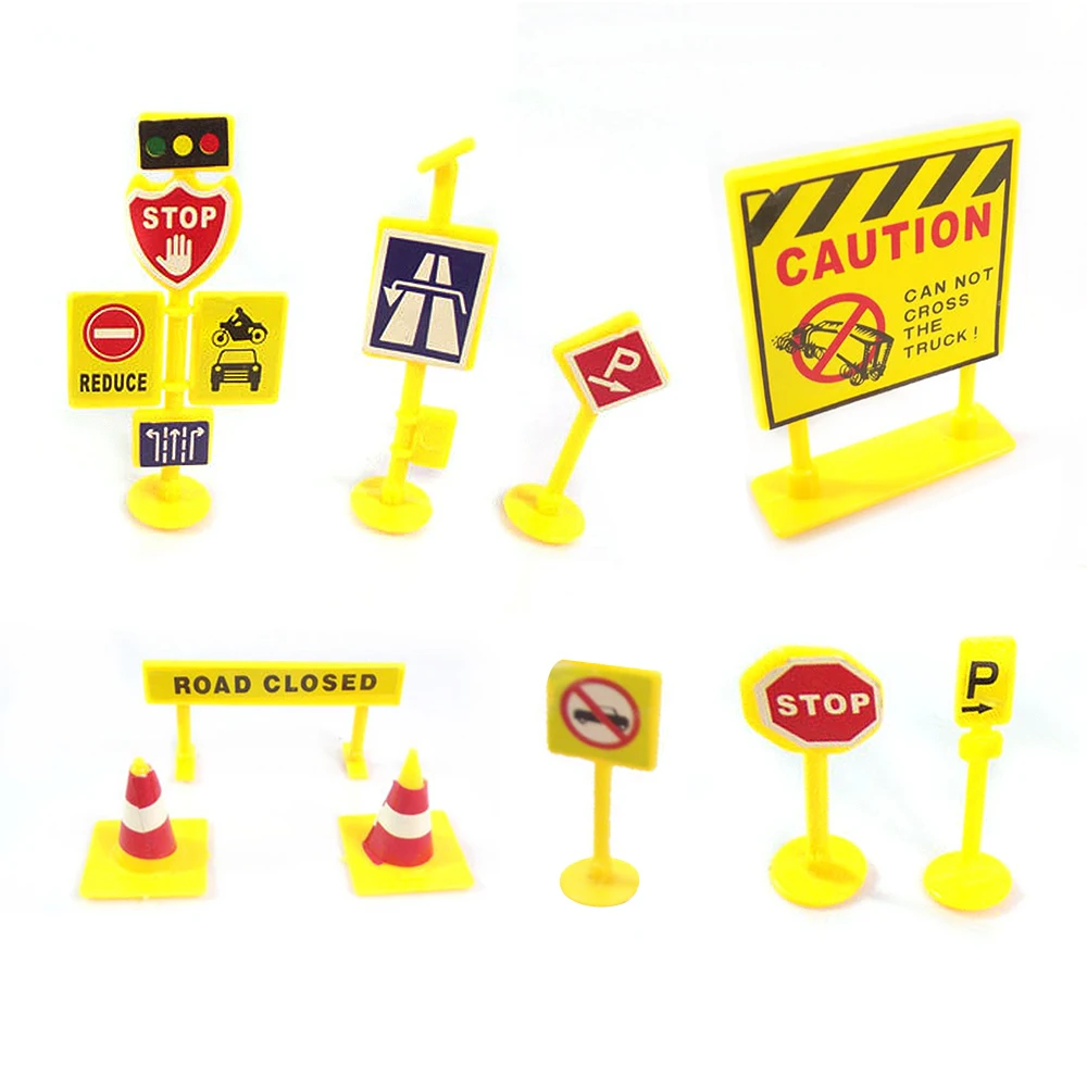 New Arrival 10 Pcs Traffic Signage Model Road Signs Toys Engineering DIY Mini Dropshipping | Игрушки и хобби