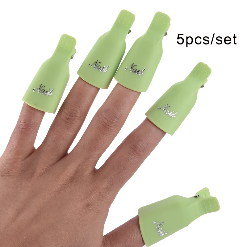green 5pcs OYAKOM 5 шт. средство для снятия лака для ногтей Прочный пластик дизайн ногтей Замачивание колпачок зажим средство для снятия УФ гель-лака обертывание инструмент для дизайна ногтей советы - Цвет: green 5pcs