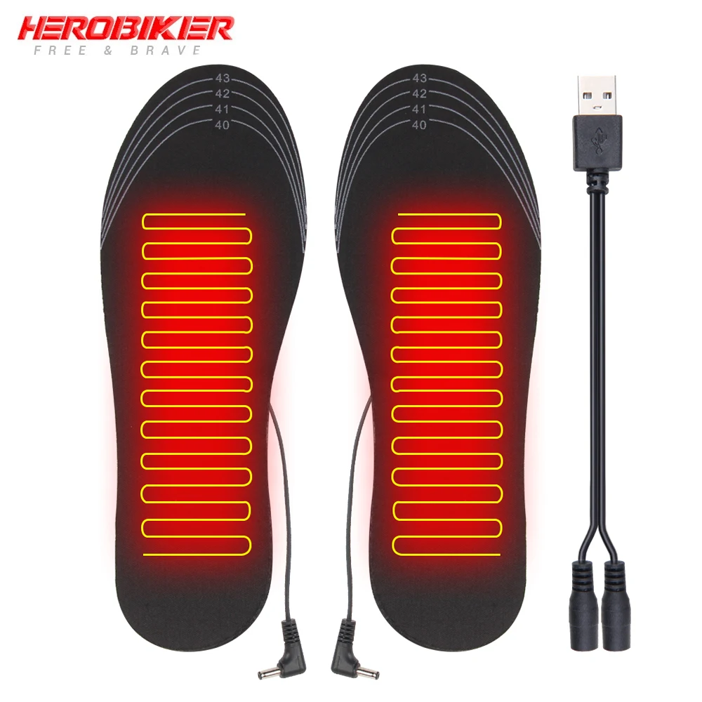 

HEROBIKER Motorcycle Heated Insole USB Heating Insole Winter Heated Foot Pad Warm Outdoor Sports Heating Boots Insole 35-44 #