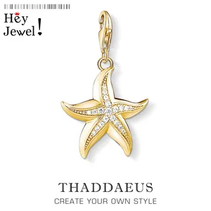 Очаровательные Подвески в виде Золотой морской звезды для женщин и мужчин, модное очаровательное ювелирное изделие из стерлингового серебра 925 пробы с океанским духом, подходит для браслета и ожерелья