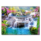 Алмазная картина Водопад с изображением весеннего пейзажа