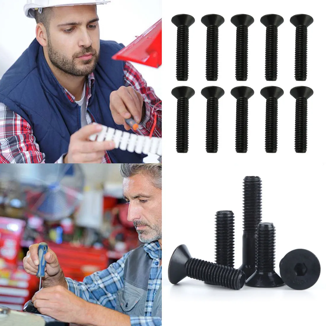 

10pcs Hexagon Socket Flat Countersunk Head Screw Carbon Steel M2 M2.5 M3 M4 M5 M6 M8 Hex Socket Bolts Machine Screw