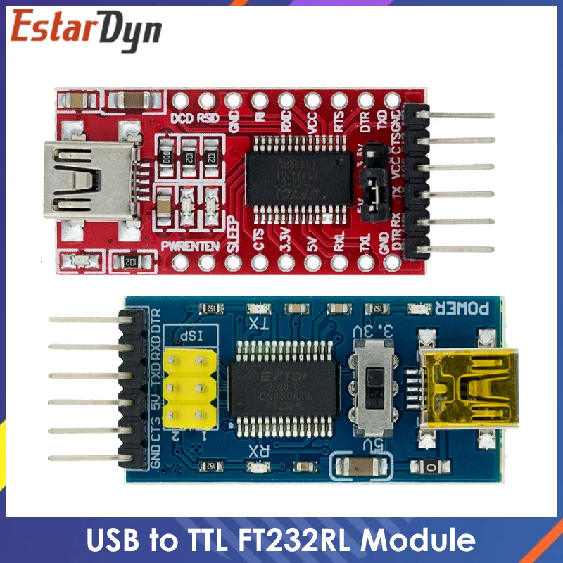 

Модуль последовательного адаптера FT232RL FTDI с USB 3,3 В 5,5 В на TTL для Arduino FT232 Pro, Mini USB на TTL 232