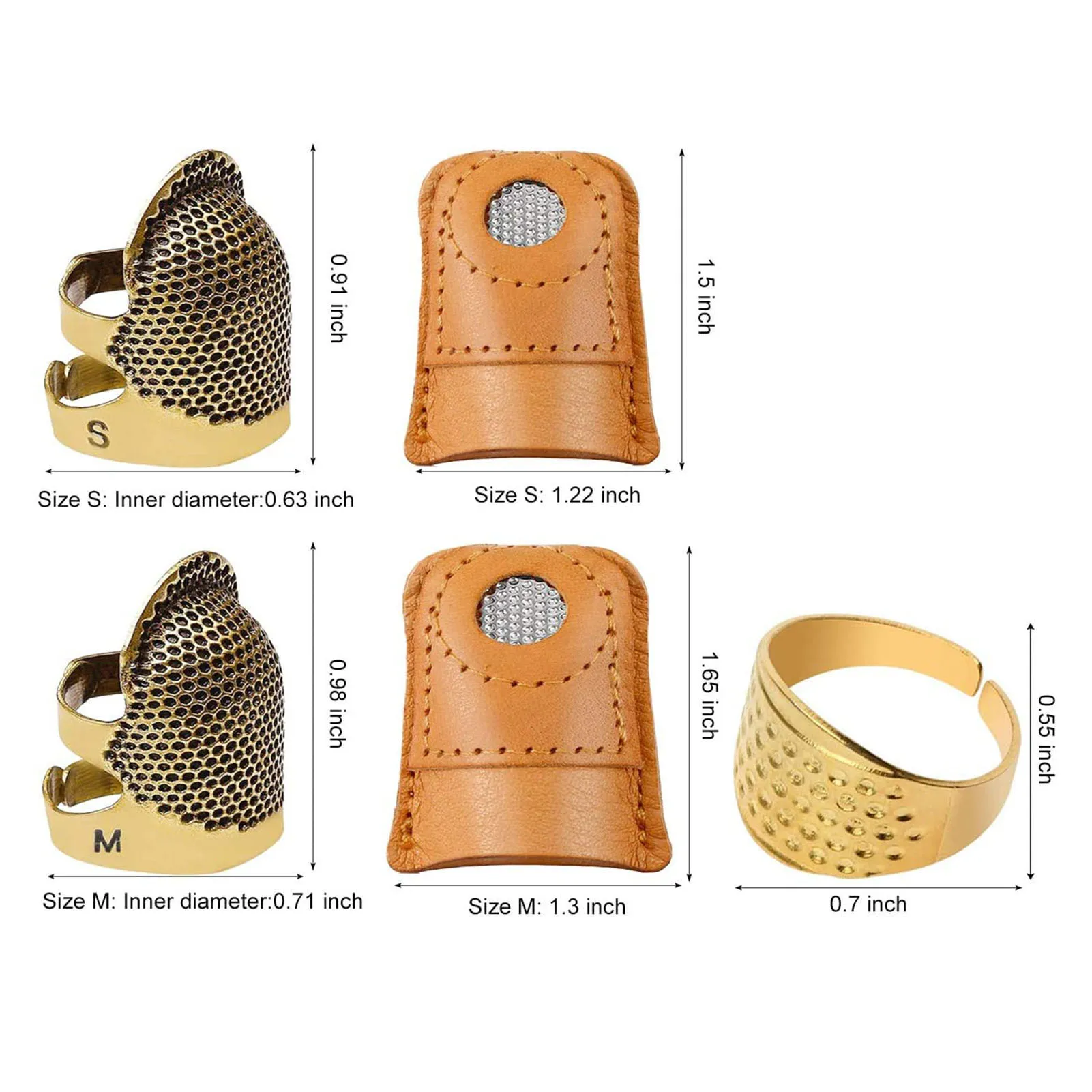 

6 Pack Sewing Woven Tools With Sewing Thimble Finger Protector Leather Finger Pad Craft Household DIY Sewing Tools Accessories