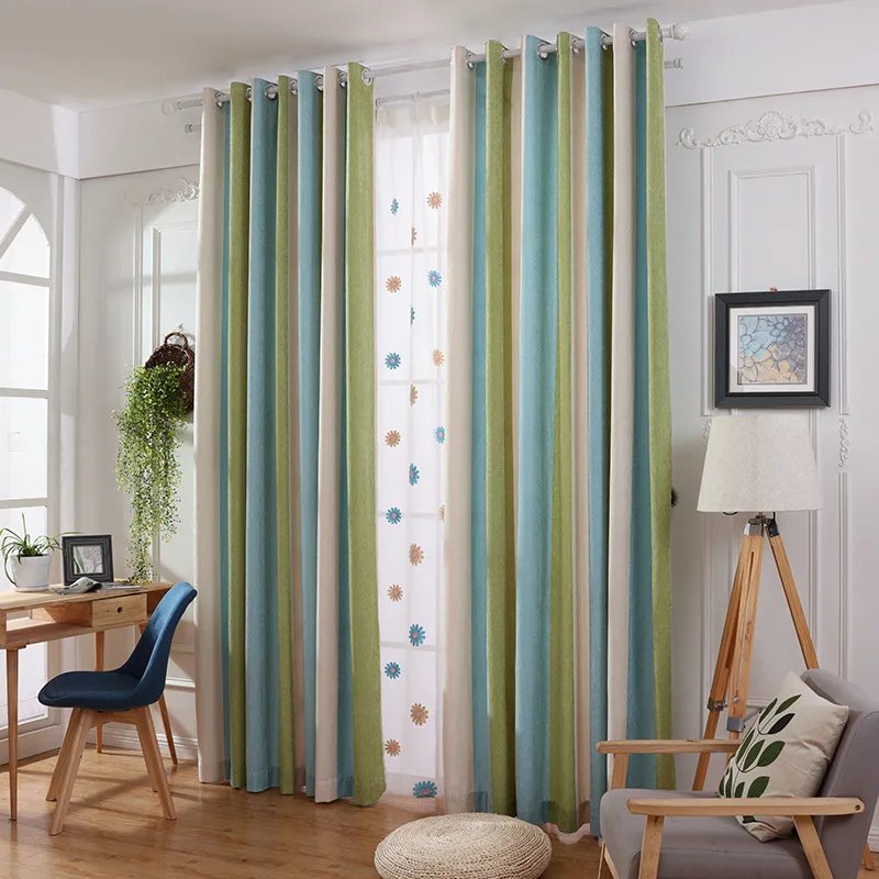 Современные и контрактные занавески в полоску из синели для спальни кабинета