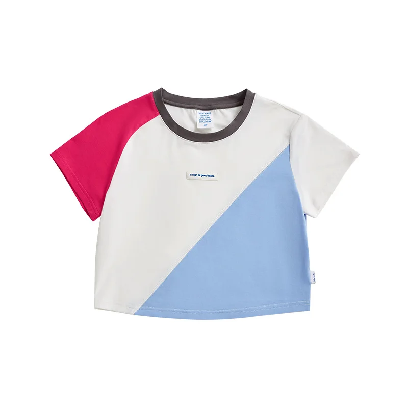 

2021 spring and summer European and American casual street tailoring contrast color slim short ladies all-match short sleeve
