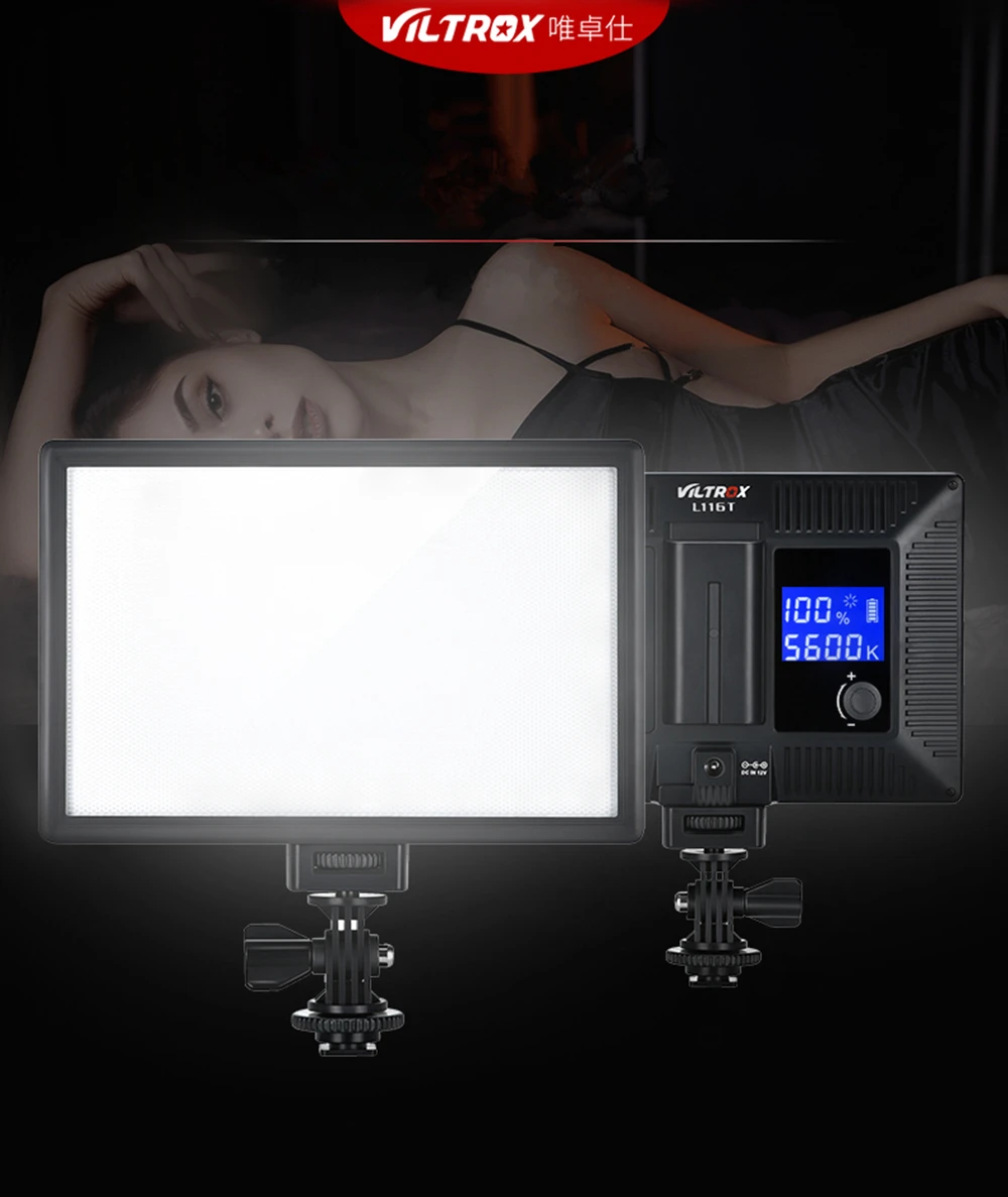 Viltrox L116T светодиодный светильник для видео двухцветный с регулируемой яркостью тонкий DSLR+ аккумулятор+ зарядное устройство для камеры Canon Nikon Facebook YouTube show Live