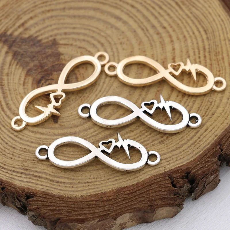 

10ps Gold Plated Infinity Heart Charm Connectors for Jewelry Making Bracelet Findings Accessories DIY Craft 33X11mm