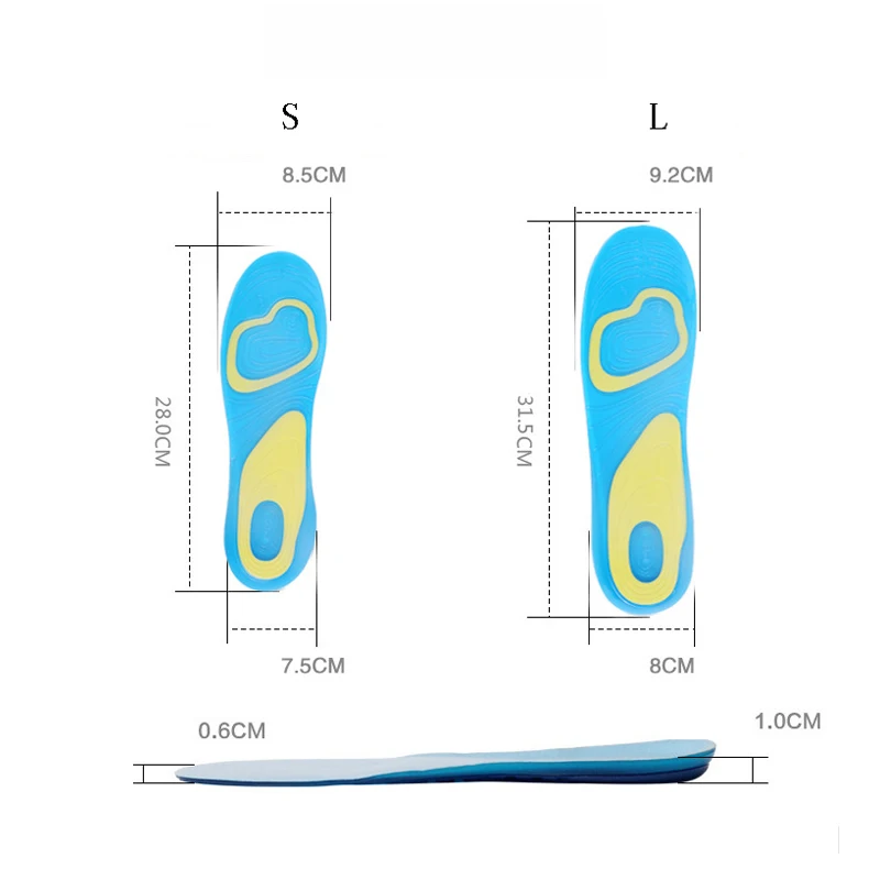 

Elastic Thickening Outdoor Sports Insoles Shock Absorber Silica Gel Pad Cushion Soft Drop Pain Travel Running Insoles insoles