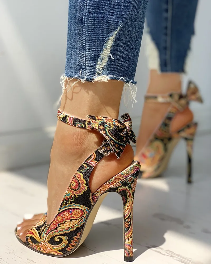 Летние женские туфли лодочки на тонком высоком каблуке 10 см с открытым носком и