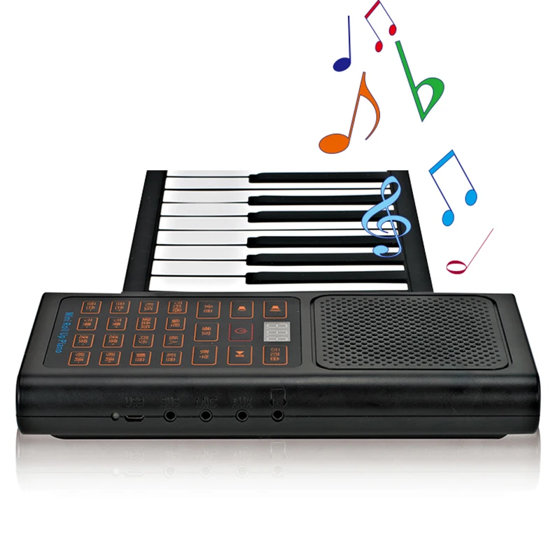 Hand Roll Portable Piano ,61 Keys Foldable Pian, Keyboard Instrument , With Stereo Speaker MIDI Bluetooth Rechargeable Styl