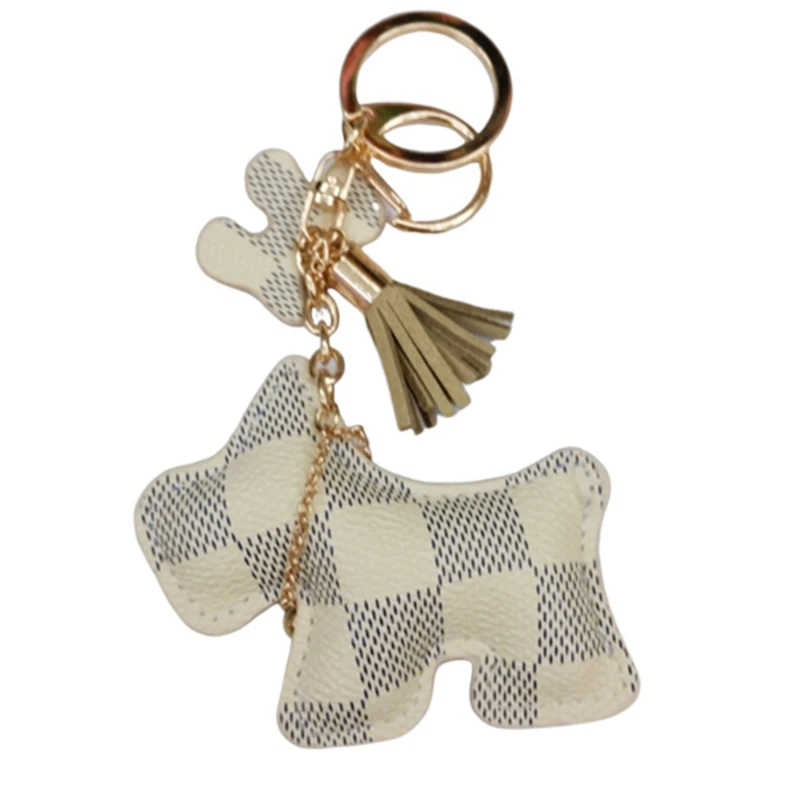 

New Rhinestone Cartoon Dog Doll Keychain Pendant Leather Pendant Keychain Bag Car Ornament Keyring Women Gifts Gifts for Women