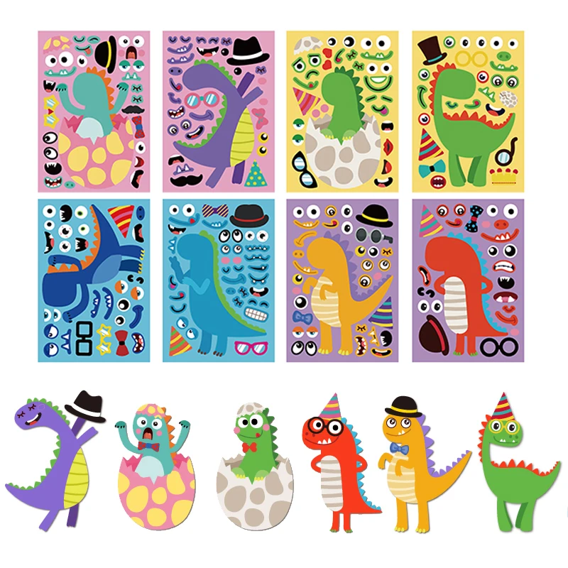 

DIY Stickers Cute Animal Dinosaur Funny Facial Expressions for Girls Boys Children Creation Learning Education Toys