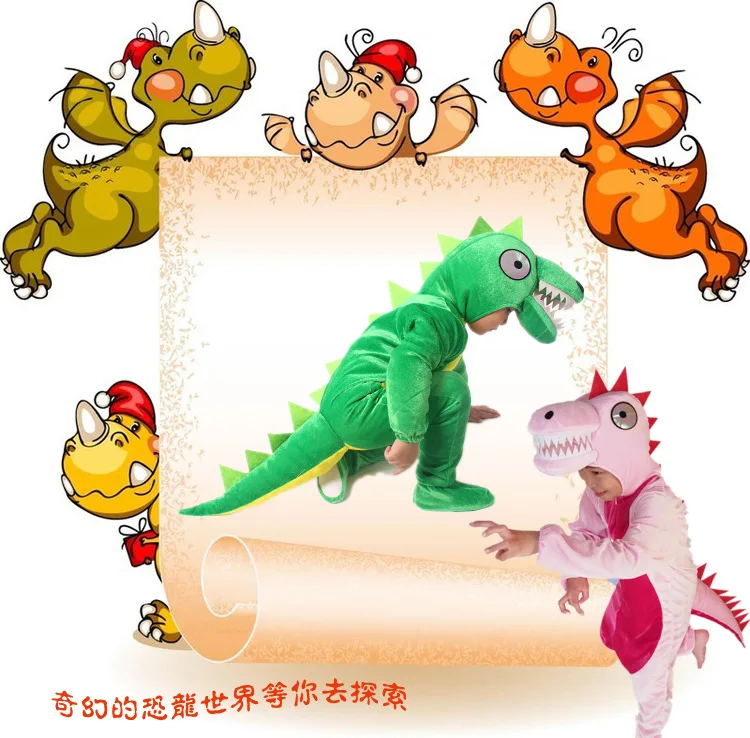 

Детский фланелевый костюм для косплея, зеленый фланелевый костюм с динозавром и розовыми животными из мультфильмов, боди для младенцев, мал...