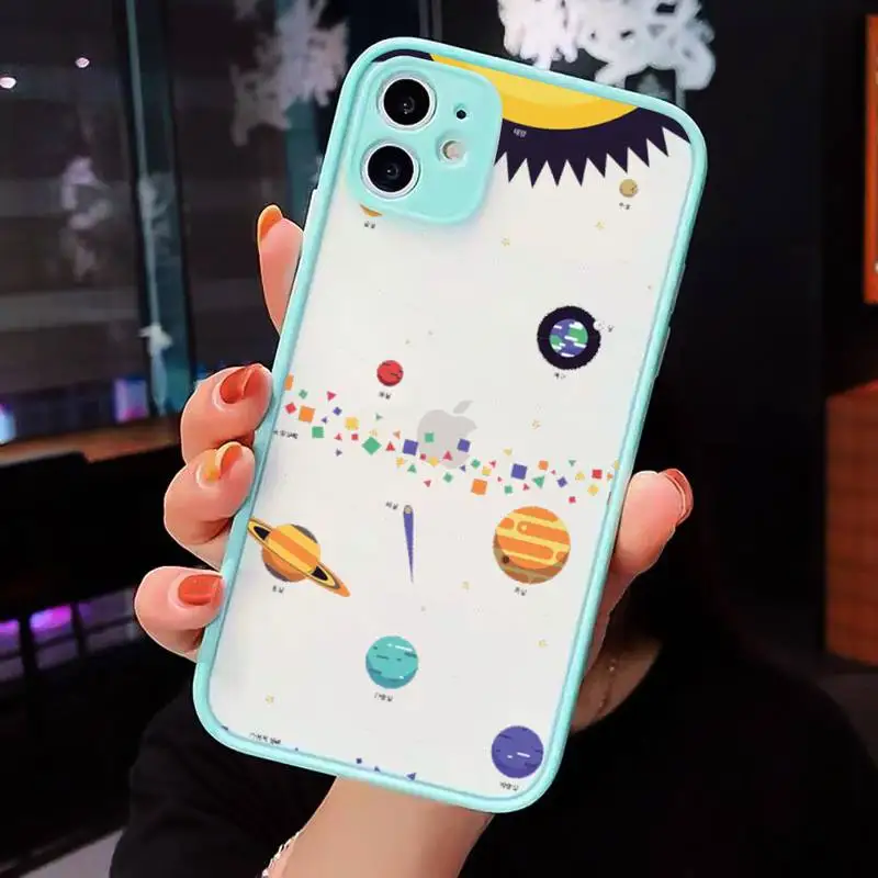 

Cartoon planet Phone Case Matte Transparent For iPhone 12 Mini 11 Pro XR XS Max 7 8 Plus
