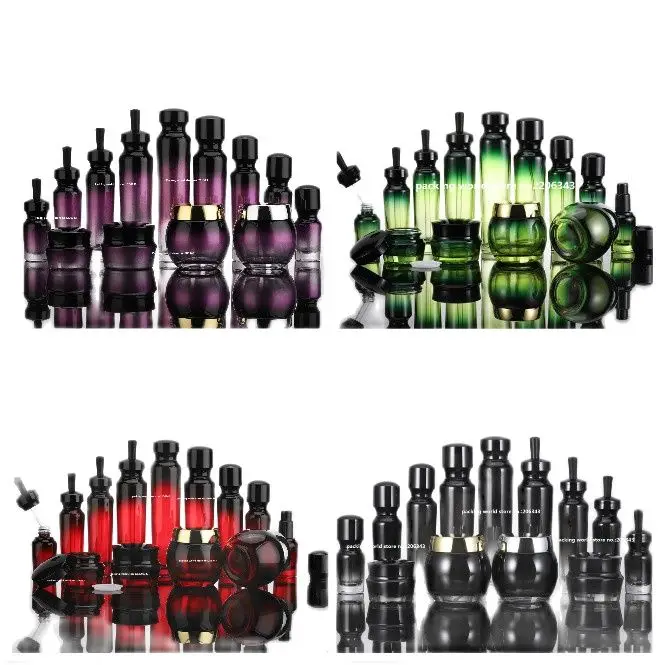 120G green/purple/red/black glass jar face mask/night cream/body scrub/essence/moisturizer/gel/skin care pot cosmetic packing | Красота и