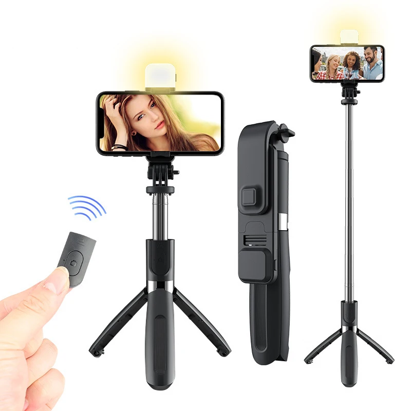 

Беспроводная селфи-Палка с Bluetooth, складной мини-штатив для телефона с заполняющим светом, пультом дистанционного управления для IOS, Android