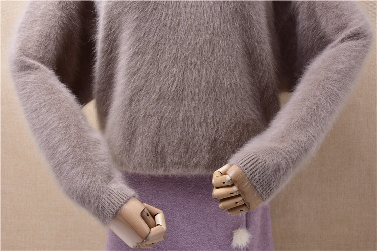 Женский модный Пушистый свитер из меха норки и кашемира вязаный Свободный