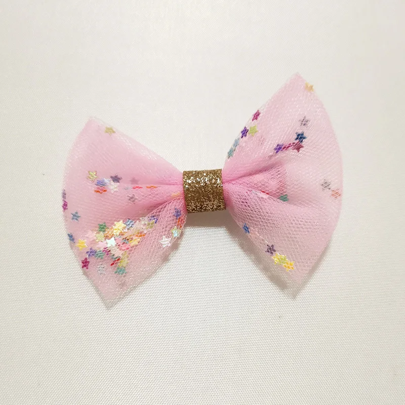 light pink 15 цветов Детские сетчатые банты для волос детские заколки шпильки с блестками Тюль Лук Аллигатор заколки для волос аксессуары для девочек - Цвет: light pink