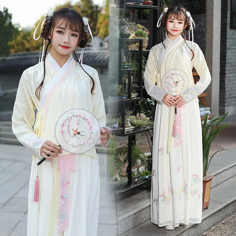 

Embroidery Hanfu Women Classical Dance Costume Folk Fairy Dress Stage Rave Performance Clothes Oriental Festival Outfit DF1354