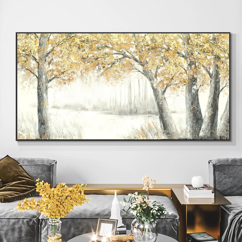 

Yiqing Abstract Beautiful Large Size Trees Oil Painting 100% Hand Painted Canvas Painting Modern Decorative Wall Art For Home