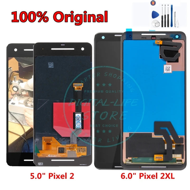 100% Оригинальный ЖК дисплей для Google Pixel 2 XL сенсорный экран XL2 2XL дигитайзер в сборе