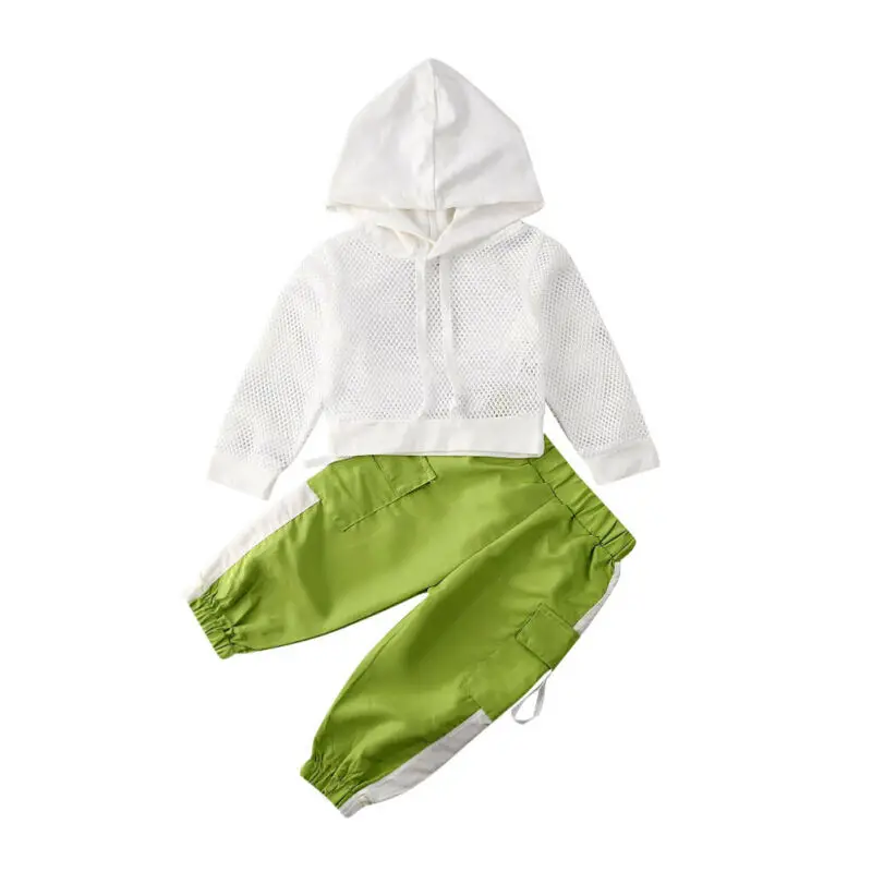 

Toddler Kids Baby Girls Hooded Tops Net T-shirt Long Pants Outfits Set Tracksuit