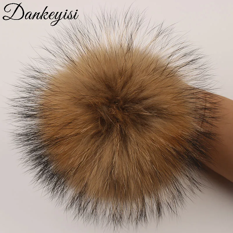 15-16cm raccoon DANKEYISI 14-15 см настоящие помпоны из лисьего меха норки мех помпоны для шапки шапка натуральный помпон из меха енота для шарфа перчатки брелок - Цвет: 15-16cm raccoon