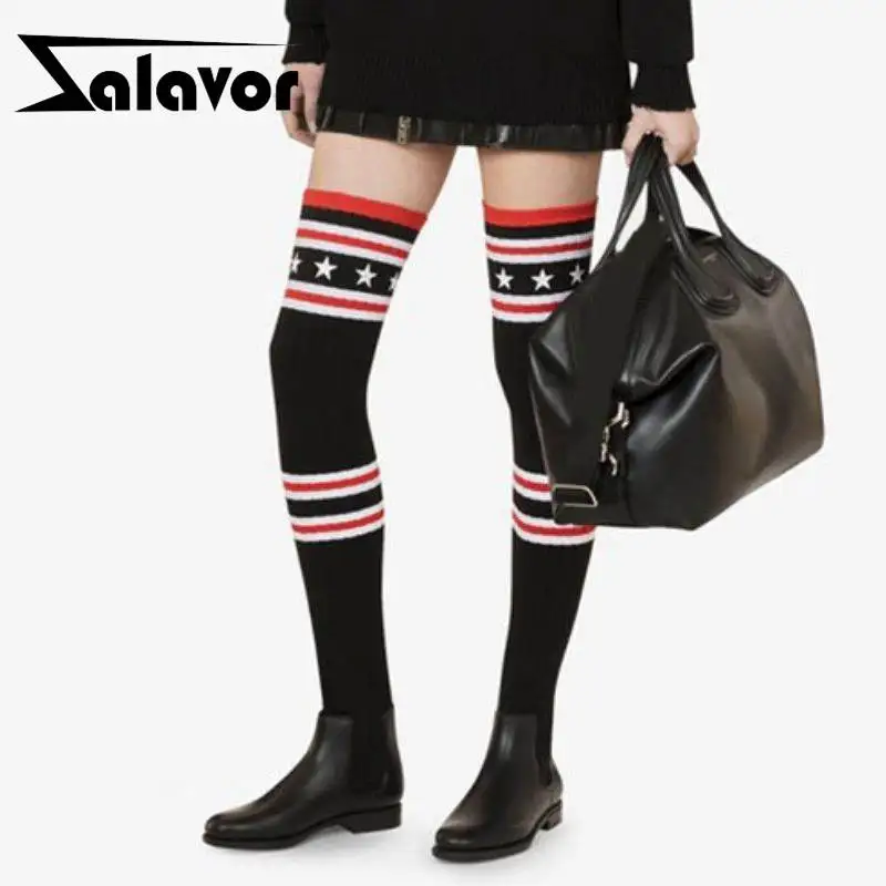 ZALAVOR/высокие сапоги до бедра Женская осенне-зимняя теплая обувь с гибкой подошвой