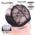 2 шт. 6 зубцов парик расчески 1 шт. Плетеная крышка для изготовления парика купольная сетка парик крышка черный SML эластичная лента волнистые шапки 3 шт.лот