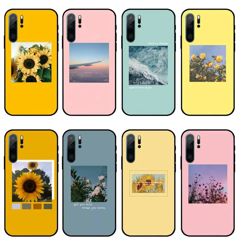 

Aesthetics Rose Flower Sunflower Phone Case For Huawei honor Mate P 10 20 30 40 i 9 8 pro x Lite smart 2019 nova 5t