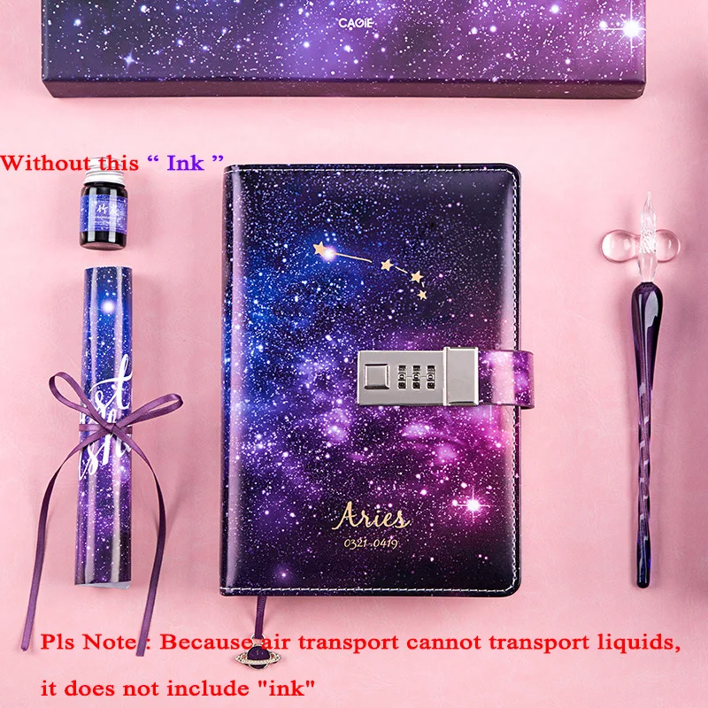 Aries B6 дневник планировщик блокнот-органайзер и пулевые журналы Kawaii записная книжка с замком 12 созвездий программа подарки на день рождения - Цвет: Aries